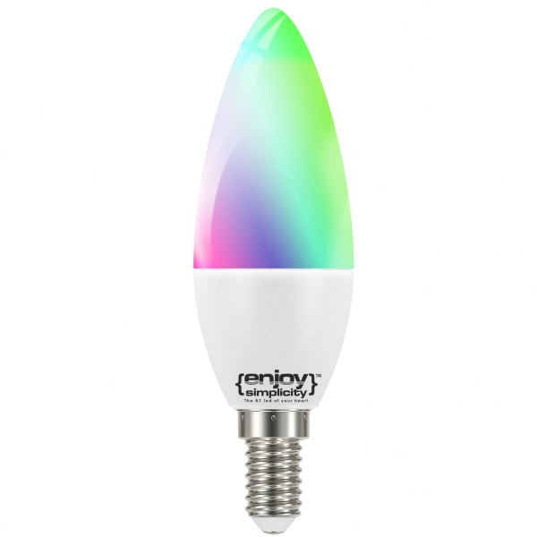 EL902002 |SMART Wi-Fi+BLE RGBW+CCT B35 LED 5.2W(>40W)|E14|2700-6500k|470lm|{enjoysimplicity}™
