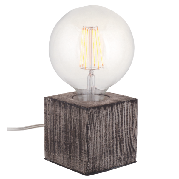 EL327108 | ΒLACK WITH IVORY LINES TABLE CONCRETE CUBE 10x10x10cm & 1.8mt TRANSPARENT CABLE + II PLUG + SWITCH {enjoySimplicity}™