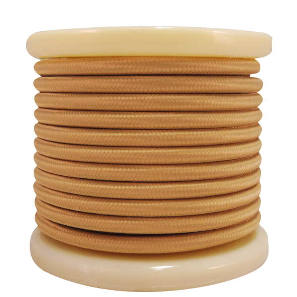 EL330020 | Textile Cable 2x0.75mm²- ρολλό 10mt - Beige and Gold