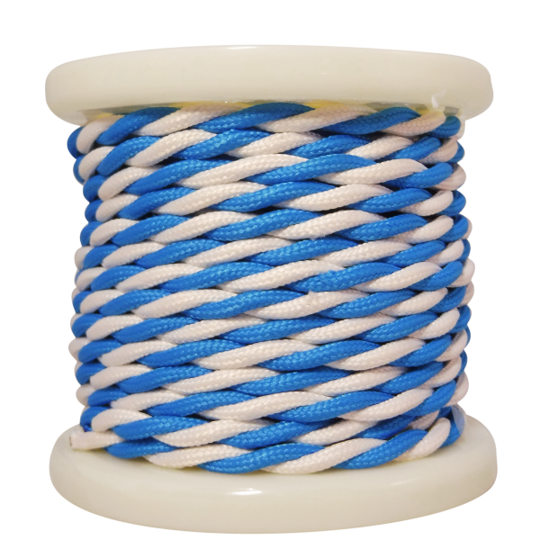 EL338029 | Textile Cable Τwist 2x0.75mm²- ρολλό 10mt –  Γαλάζιο & λευκό έντονο
