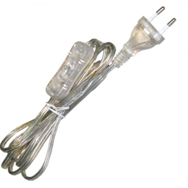 1054.08 | CABLE WITH SWITCH & PLUG ΙΙ 1.40+0.60mt Silver Transparent